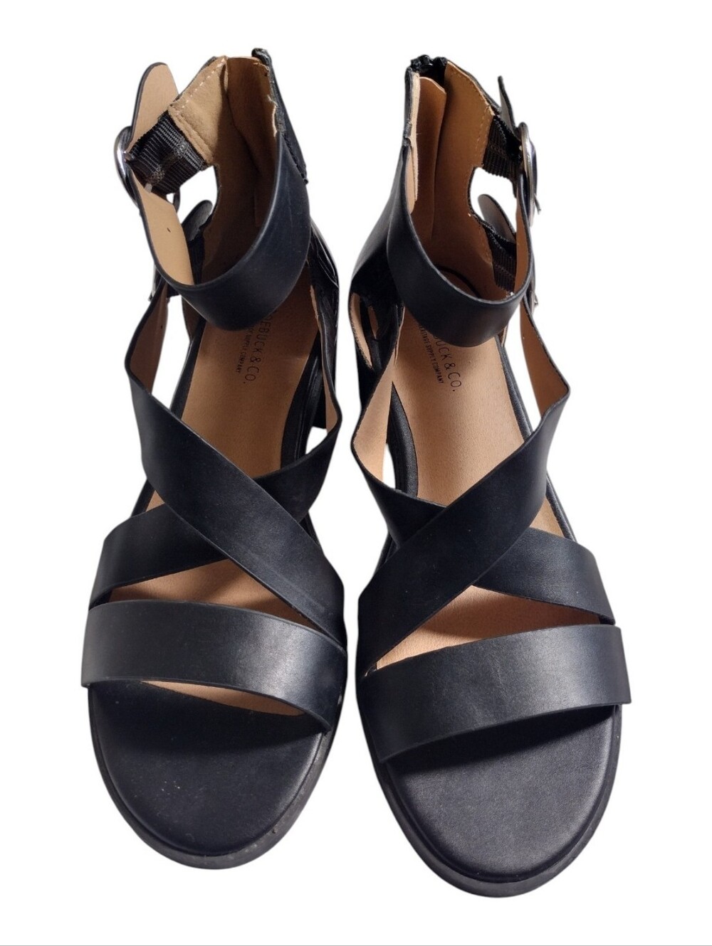 Strappy Black Ankle Buckle Sandals for Women